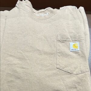 Carhartt Tan Pocket Tee with Yellow Logo Patch